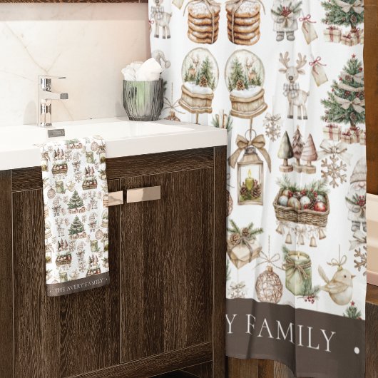 Custom Elegante Watercolor Weihnachten Badhandtuch Set