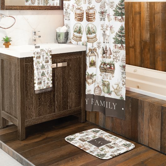 Custom Elegante Watercolor Weihnachten Badhandtuch Set