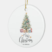 Custom Elegante Watercolor Weihnachtsbaum Keramik Ornament (Links)