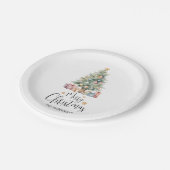 Custom Elegante Watercolor Weihnachtsbaum Pappteller (Schrägansicht)