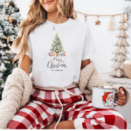 Custom Elegante Watercolor Weihnachtsbaum T-Shirt