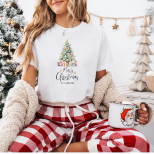 Custom Elegante Watercolor Weihnachtsbaum T-Shirt