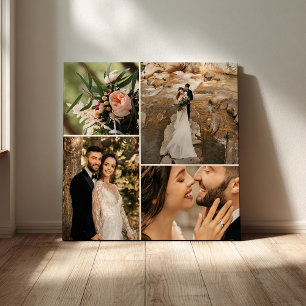 Custom Elegante Wedding Family Foto Collage Leinwanddruck