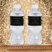 Custom Eleganter Glamour Glitzer Black and Gold Wasserflaschenetikett