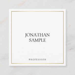Custom Elegantes einfaches Design Gold Weiß Modern Quadratische Visitenkarte