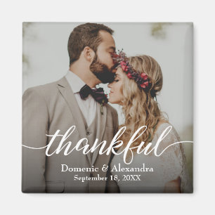 Custom Elegantes Foto Dankbare Script Hochzeit Magnet