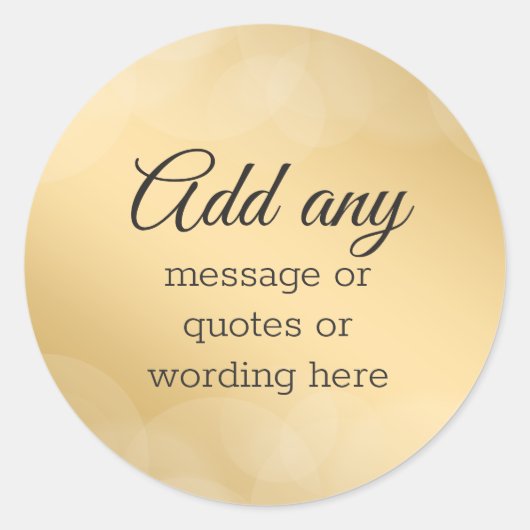 CUSTOM Elegantes Gold mit Bokeh Runder Aufkleber (Vorderseite)