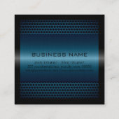 Custom Eleganto Blue Stainless Metal Quadratische Visitenkarte (Rückseite)