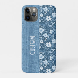 Custom Eleganto Botanical Blue Imitats Denim Look Case-Mate iPhone Hülle