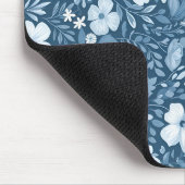 Custom Eleganto Botanical Blue Imitats Denim Look Mousepad (Ecke)