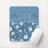 Custom Eleganto Botanical Blue Imitats Denim Look Mousepad (Mit Mouse)