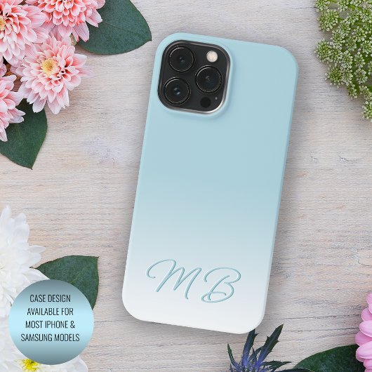 Custom Eleganto Light Aqua Ocean Blue Monogram iPhone Hülle