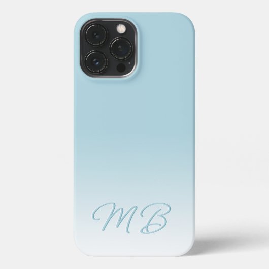 Custom Eleganto Light Aqua Ocean Blue Monogram iPhone Hülle (Rückseite)