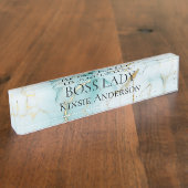 Custom Eleganto Modern Marble BOSS LADY Namensplakette (Seite)