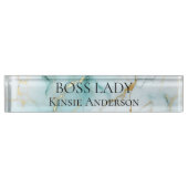 Custom Eleganto Modern Marble BOSS LADY Namensplakette (Vorderseite)