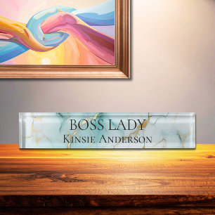 Custom Eleganto Modern Marble BOSS LADY Namensplakette