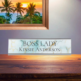 Custom Eleganto Modern Marble BOSS LADY Schreibtischnamensplakette