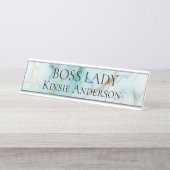 Custom Eleganto Modern Marble BOSS LADY Schreibtischnamensplakette (Vorderseite )