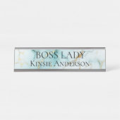 Custom Eleganto Modern Marble BOSS LADY Schreibtischnamensplakette (Vorderseite )