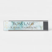 Custom Eleganto Modern Marble BOSS LADY Schreibtischnamensplakette (Vorderseite )