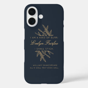 Custom Eleganto Moderne Botanische Hexenzitat Navy iPhone 16 Hülle