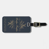 Custom Eleganto Moderne Botanische Hexenzitat Navy Gepäckanhänger (Vorderseite horizontal)
