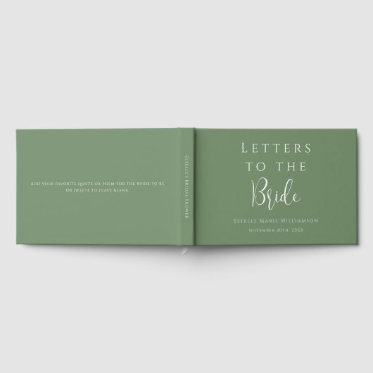 Custom Elegantsage Green Letters to Bride Gästebuch (Voll)