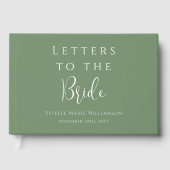 Custom Elegantsage Green Letters to Bride Gästebuch (Vorderseite)