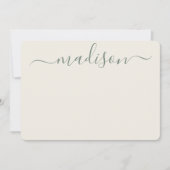 Custom Elegantsage Green Typografy Script Name Mitteilungskarte (Vorderseite)