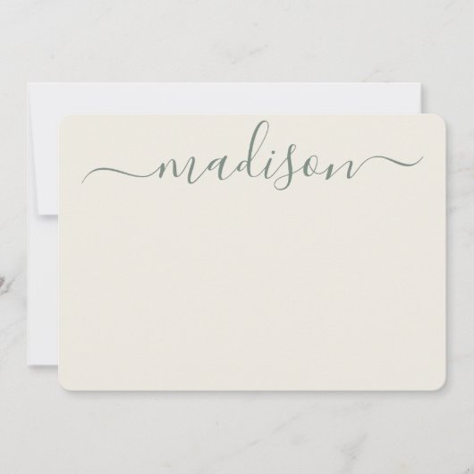 Custom Elegantsage Green Typografy Script Name Mitteilungskarte (Vorderseite)