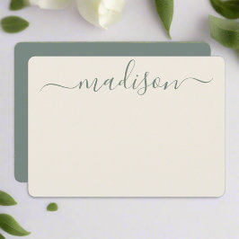 Custom Elegantsage Green Typografy Script Name Mitteilungskarte