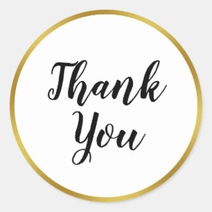 Custom Eleganwhite and Imitate Gold Vielen Dank Runder Aufkleber