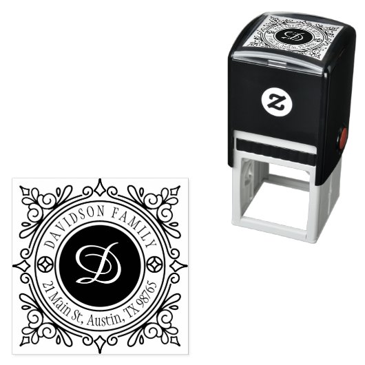 Custom Elegany Class Monogram Rücksendeadresse Permastempel (Beispiel)