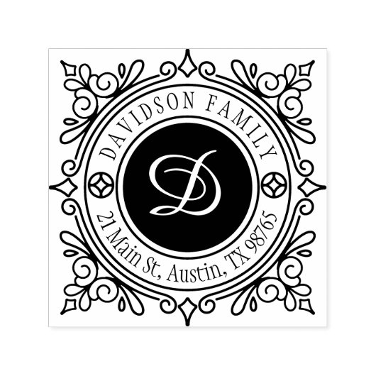 Custom Elegany Class Monogram Rücksendeadresse Permastempel (Design)