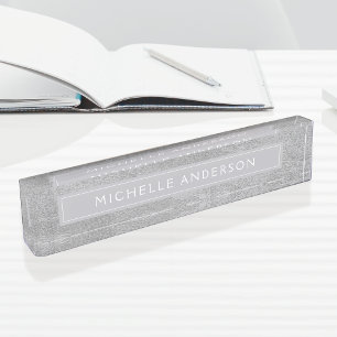 Custom Elegany Classy Silver Foil Namensplakette