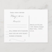 Custom Elegany White Wedding RSVP Postkarten (Rückseite)