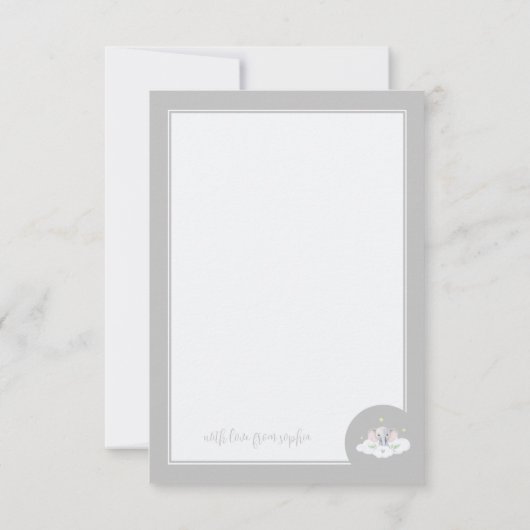 Custom Elephant Gray Baby Dusche Danke Karten (Rückseite)