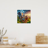 Custom Elephant Zebra and Lion Wall Poster (Küche)