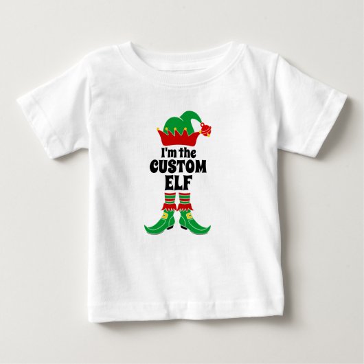 Custom Elf Ich bin der benutzerdefinierte Elf Erst Baby T-shirt (Vorderseite)