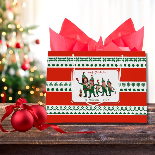 Custom Elf Ihre Familie von sechs, einschließlich Große Geschenktüte