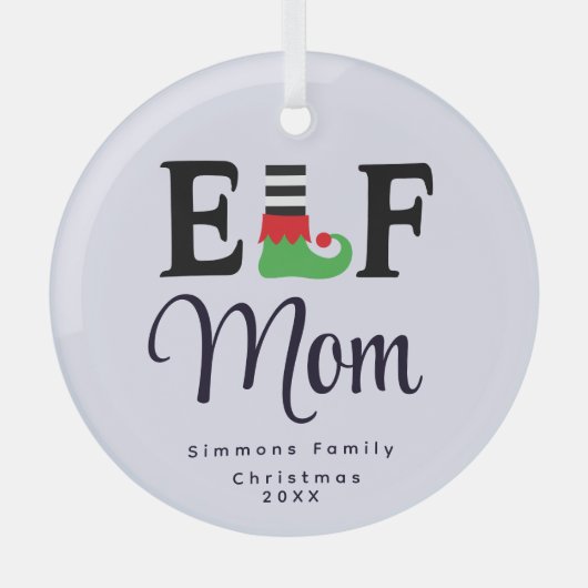Custom Elf Mama Ornament, Personalisiert Keepake Ornament Aus Glas (Vorderseite)