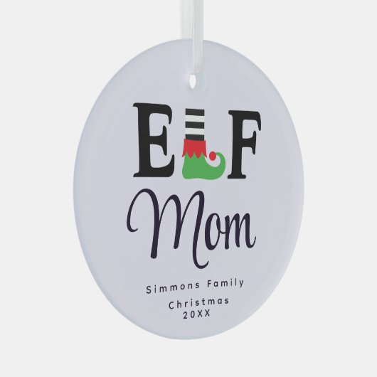 Custom Elf Mama Ornament, Personalisiert Keepake Ornament Aus Glas (Vorderseite Rechts)
