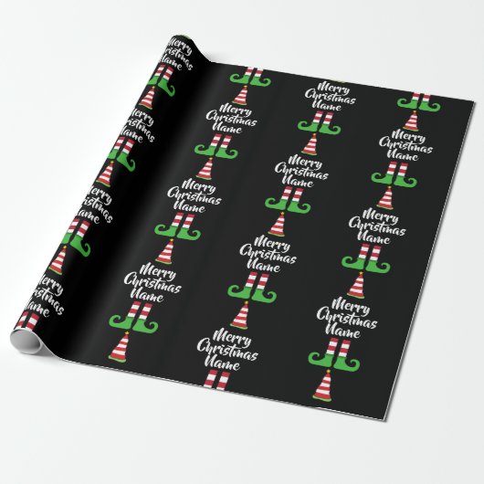 Custom Elf Muster Personalisierte Weihnachtsabbruc Geschenkpapier (Ungerollt)