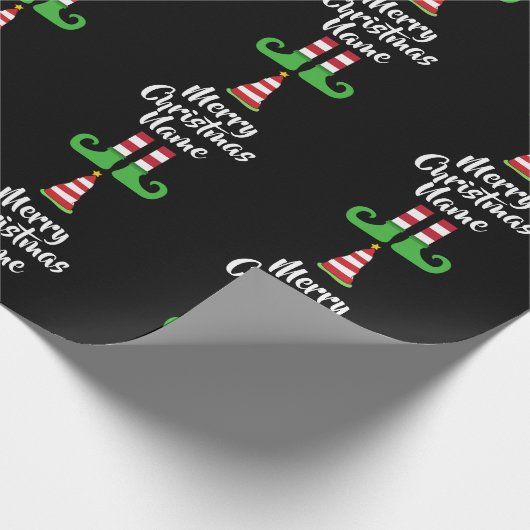 Custom Elf Muster Personalisierte Weihnachtsabbruc Geschenkpapier (Ecke)