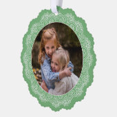 Custom Elfenbeinweiße Mandala Kranz auf hellgrün Ornament Karte (Links)