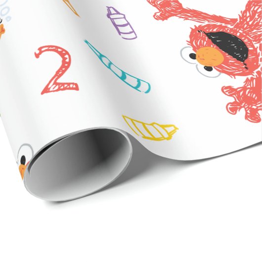 Custom Elmo Crayon Muster Geburtstag Geschenkpapier (Rolleneckpunkt)