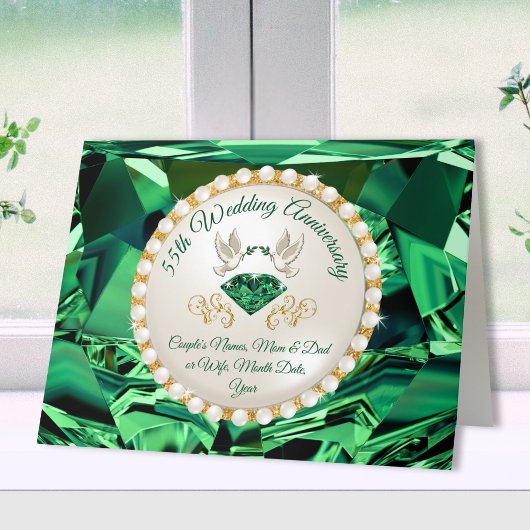 Custom Emerald, 55. Wedding Anniversary Cards Karte