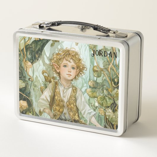 Custom Emerald Forest Elf Boy Metall Brotdose (Rückseite)