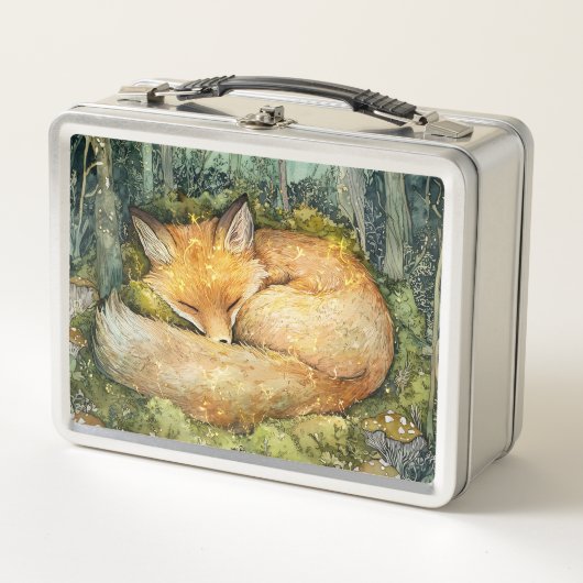 Custom Emerald Forest Magical Fox Metall Brotdose (Vorderseite)