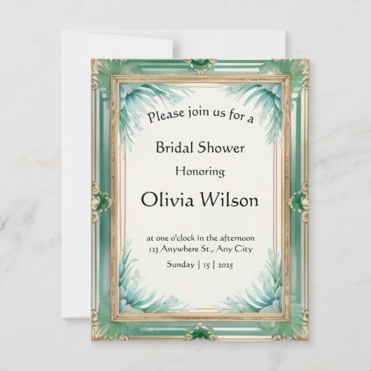 Custom Emerald Gold Luxury Invitation (Vorderseite)